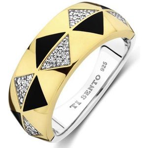 TI SENTO Dames Ring - 925 zilver - Zwart - Maat 18.50 mm / maat 58 - 12350BL