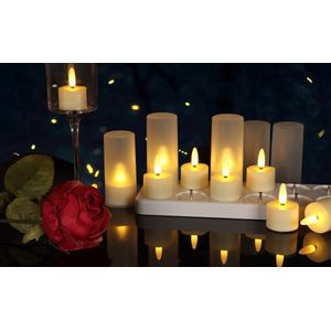 Oplaadbare thee lichtjes - Led waxine lichtjes oplaadbaar - Led kaarsen oplaadbaar - Thee lichtjes met afstandsbediening