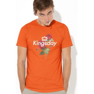 Oranje Koningsdag T-shirt - MAAT 2XL - Heren Pasvorm - Kingsday Rose