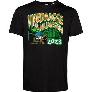 T-shirt Brug Vierdaagse 2023 | Vierdaagse shirt | Wandelvierdaagse Nijmegen | Roze woensdag | Zwart | maat 4XL