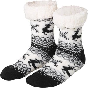 dressforfun - Knusse sokken met rendiermotief zwart-wit 35-38 - verkleedkleding kostuum halloween verkleden feestkleding carnavalskleding carnaval feestkledij partykleding - 303482