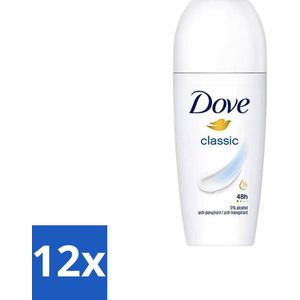 Dove Classic - Deodorant Roll-on - 50 ml - Voordeelverpakking - 12 stuks