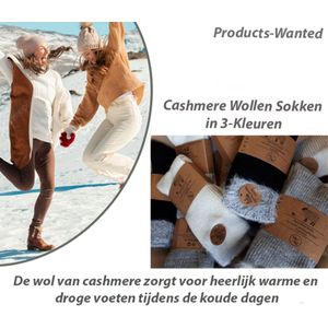 6-Paar Cashmere Wollen Sokken in 3-Kleuren-Maat 39-42