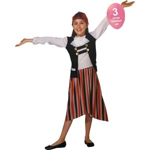 Piraat kostuum kinderen meisjes - Maat 122/128 – 3 delig - verkleedkleding piraten carnaval