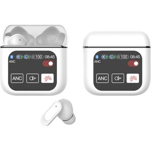 Otiume Draadloze Oordopjes - LCD Scherm Bluetooth Oortjes Wireless Earbuds Touchscreen Earphones - Wit