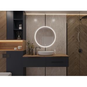 Spiegel met verlichting - Ø 60 cm - compleet met bevestigingsmateriaal - badkamer - woonkamer