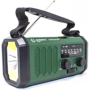 Solar Noodradio met Zwengel en Powerbank - Donkergroen