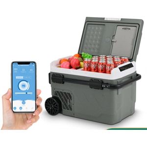 Koelkast - Auto koelkast - Draagbare Compressor Koelbox - Elektrische Vriesbox - voor Camping - Auto - Vrachtwagen - Boot - met 50 L - 12/24v DC - 110-240v AC - 75.5 x 50 x 57.5 cm - Grijs