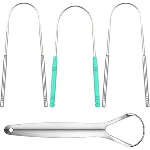 4 stuks metalen tongschraper roestvrij staal tongreiniger gereedschap herbruikbaar mondverzorgingsproduct voor volwassenen kinderen mannen
