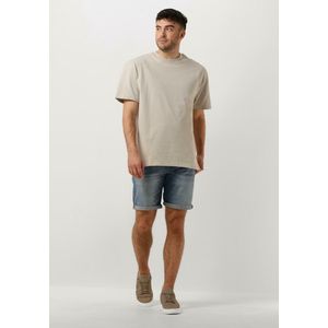 PURE PATH Tshirt With Back Print And Small Frontprint Polo's & T-shirts Heren - Polo shirt - Zand - Maat L