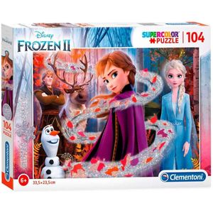 Clementoni - Puzzel 104 Stukjes Glitter Frozen 2, Kinderpuzzels, 6-8 jaar, 20162