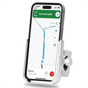 Naido® Telefoonhouder voor Fiets en Motor met 360 graden rotatie - GSM Houder Fiets - Fietshouder - Fiets Accessoires - Zilver