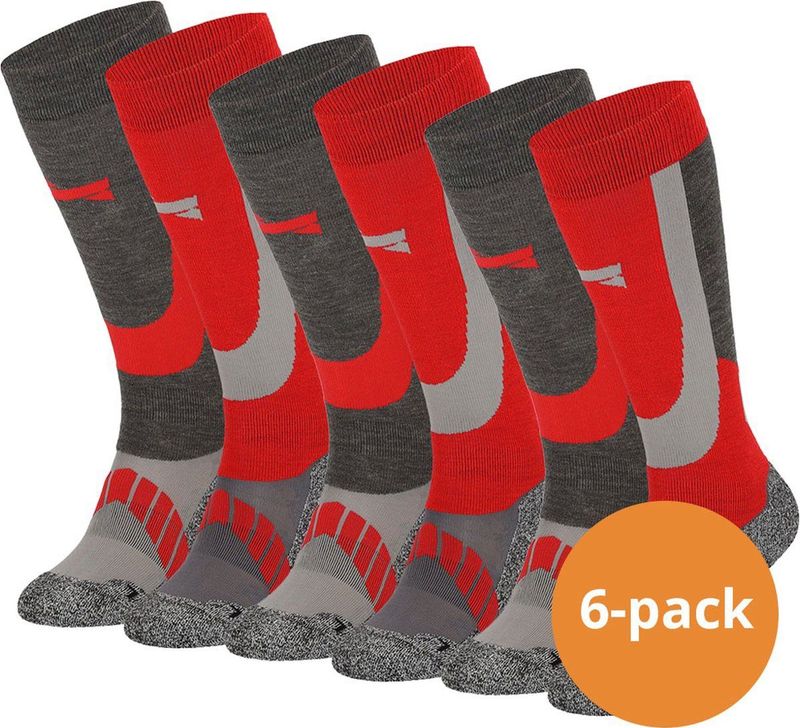 Xtreme - Skisokken - Multi Red - Kniehoogte - 6 Paar Unisex Skikousen