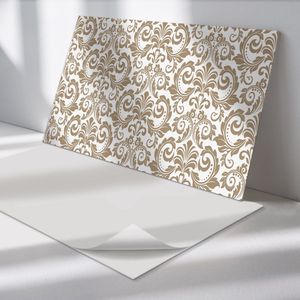 Wallfluent Vinyl Wandpaneel - Plantenpatroon met ornamenten Vinyl Wandbekleding - 120 cm x 60 cm - Beige PVC wandpaneel - 1 stuk - Rechthoekig Wandbekleding Vinyl - Patroon Wandpaneel - Zelfklevend Muurpaneel - Wandpaneel Keuken en Badkamer