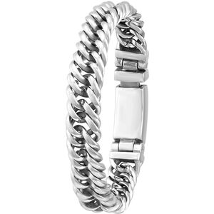 Lucardi Dames Armband schakel - Staal - Armband - Cadeau - Moederdag - 18 cm - Zilverkleurig