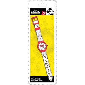 Disney Horloge Mickey Mouse Junior 25 Cm Rubber Wit/rood