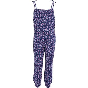 Marineblauwe gebloemde meisjesjumpsuit
