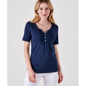 Damart - T-shirt van fijn geribd zuiver katoen - Dames - Blauw - S