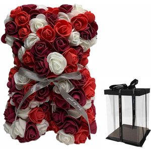 Rozen Teddy Beer 25 cm - Rose Bear - Rose Teddy - Liefde - Moederdag - Verjaardag - Valentijn Cadeau – Babyshower – Gender Reveal Party – Inclusief Giftbox