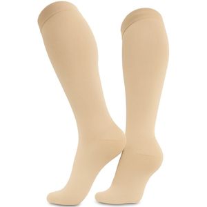 Alyze Compressie kousen - 2 paar - Maat 38-40 - Hoog - 20-30 mmHg - Sokken voor mannen & vrouwen - Medische - Neuropathie - Steunkousen - Diabetes - Doorbloeding, Hardlopen, Vliegtuig, Bed - Nude
