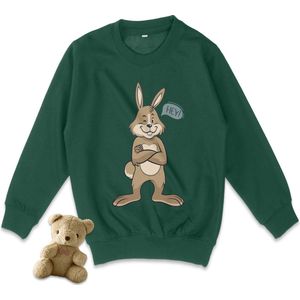 AWDis - Jongens en Meisjes Sweater Trui - Konijn - Groen - Maat 128 (M)
