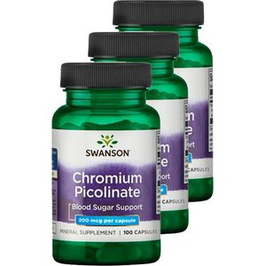 Swanson | Chromium Picolinate 200mcg | 100 Capsules | 3 stuks | 3 x 100 Capsules