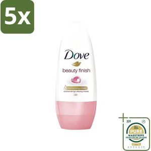 5 x Dove - Deodorant - Roll-On Beauty Finish - Soepele geur en verzorging - 50 ml - Grootverpakking - Dove Beauty Finish - Deodorant Roll-on - Beauty Mineraal - Verzorging Oksels - Alcoholvrije Deodorant