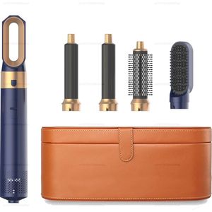 SayKar Föhn Multi Haarstyler - Paars/Goud - Caramel/Bruine doos - 5 In 1 - Krultang - Stijltang - Haarborstel - Haardroger - Föhn - Haar Multi-Styler