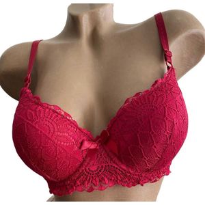 Dames BH 1579 push up met kant 90B donkerrood