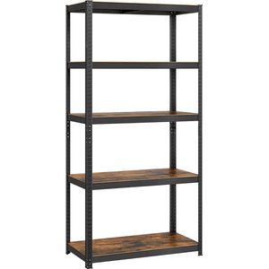 SONGMICS Staande plank, boekenkast, opbergrek, 5 planken, keukenrek, rek, 40 x 90 x 180 cm, tot 875 kg belastbaar, verstelbare planken, industrieel design, vintage bruin-zwart GLR040B11