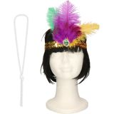 Carnaval verkleed accessoire set - dames hoofdband en parelketting - charleston/jaren 20 stijl