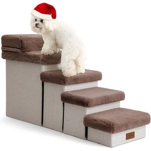 Opvouwbare hondentrap met opslag - 53 cm - Lichtgewicht en comfortabel - Geschikt voor kleine honden - Ideaal voor oudere katten - Voor bank, slaapbank - Met lekvrije hoes - Afmetingen 100 x 33 x 53 cm