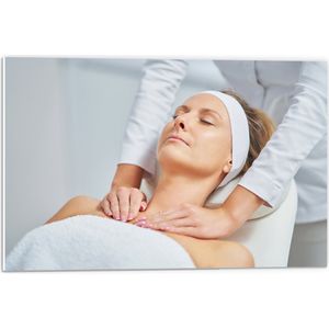 PVC Schuimplaat- Vrouw - Spa - Gezichtsbehandeling - Massage - 60x40 cm Foto op PVC Schuimplaat