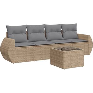 vidaXL-5-delige-Loungeset-met-kussens-poly-rattan-beige