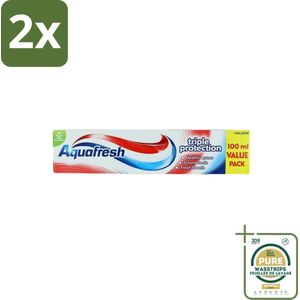 Aquafresh - Tandpasta - Triple Protection - Sterke Tanden & Gezond Tandvlees - 100 ml - Voordeelverpakking - 2 stuks - Tandplak verwijderen - Gaatjes voorkomen