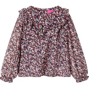 vidaXL-Kindershirt-met-lange-mouwen-bloemenprint-140-donkerroze