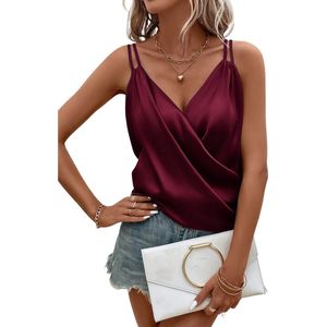 Nivard Topje Dames - Kleding - Shirt - Blouse - Kort - Volwassen - Bordeauxrood - Maat M