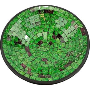 Schaal - Mozaiek - Rond - Groen - 36x36x10 cm - Sarana - Indonesie - Fairtrade