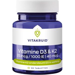 Vitakruid - Vitamine D3 25mcg & K2 40mcg - Vitaminenpreparaat - 90 Tabletten