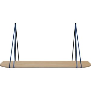 Leren split-plankdragers - Handles and more® - 100% leer - BLAUW - set van 2 / excl. plank (leren plankdragers - plankdragers banden - leren plank banden)