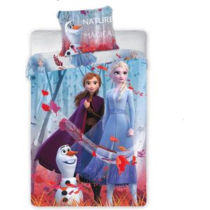Frozen dekbed - eenpersoons - Anna, Elsa en Olaf dekbedhoes - 140 x 200 cm.