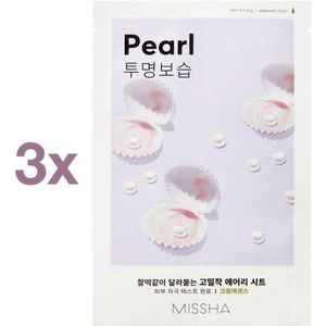 3 x Missha Pearl Airy Fit Face Sheet Mask - Korean Skincare - K-Beauty - Parel Zachte Huid - Super Soft Skin