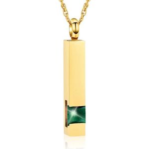 Luxe Ashanger | Met Ketting | Assieraad | Goudkleurig Met Groene Steen | As Ketting | Gedenksieraad | Urn | Incl. As vuller