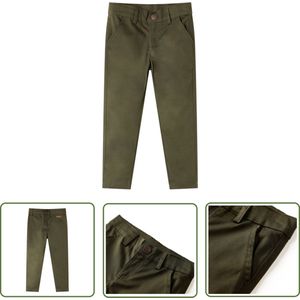 vidaXL Meisjesbroek - Kinderbroek - Kinderbroek 140 kakikleurig - Jongensbroek - Khaki Broek - Katoenen Broek