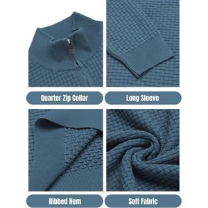 Heren Warm Gebreide Pullover Wintertrui met Rits en Opstaande Kraag