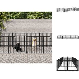 vidaXL Hondenhok - Stalen stangen - Stevige constructie - Praktisch ontwerp - Zwart - Gepoedercoat staal - 776 x 193.5 x 100 cm (L x B x H) - 15.02 ? - Kennel