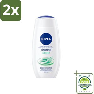 NIVEA Douchecrème Aloë 250 ml - Voordeelverpakking - 2 stuks - Douchegel - Aloe vera