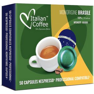 100% Arabica Braziliaanse Koffie - Italian Coffee Brazilië Single Origin - 100 koffiepads - Capsules voor Nespresso® Pro koffiezetapparaten