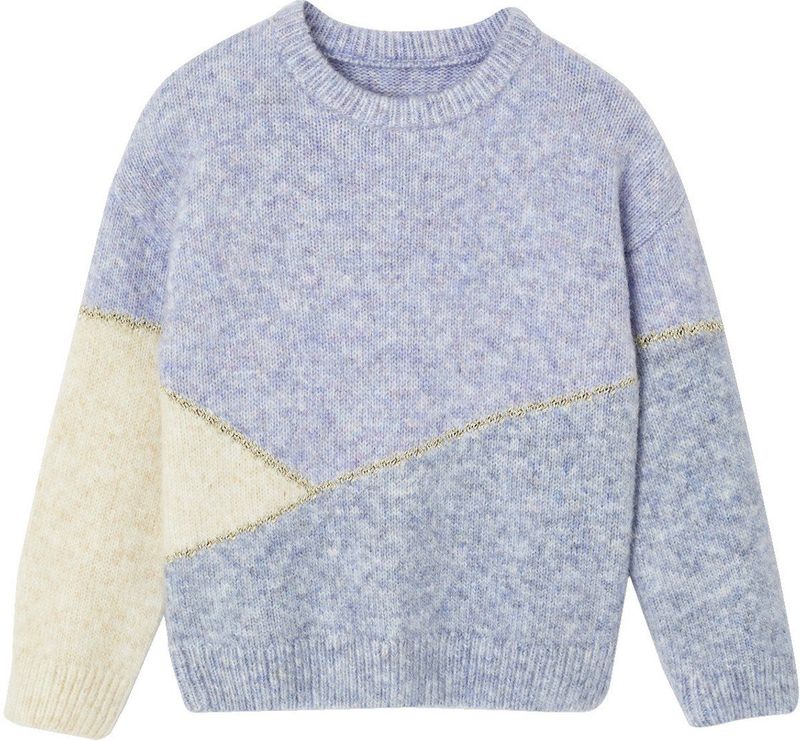 Meisjestrui - Roze - Colorblock - Lange Mouwen - Geribbelde Boord