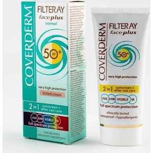 Coverderm Filteray Face Plus Normal Getinte SPF 50+ / Getinte 2 in 1 Zonnecrème voor de normale huid SPF 50+ Zachtbruin 50 ml